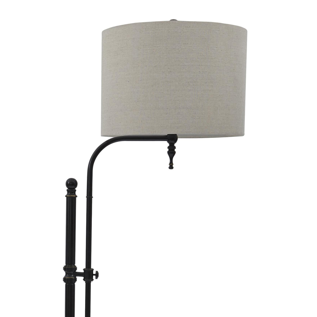 Contemporary Drum Shade Metal Frame Floor Lamp, Black and Light Gray  - BM215054