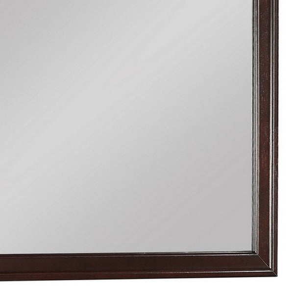 Square Molded Wooden Frame Dresser Mirror, Cherry Brown and Silver - BM215171