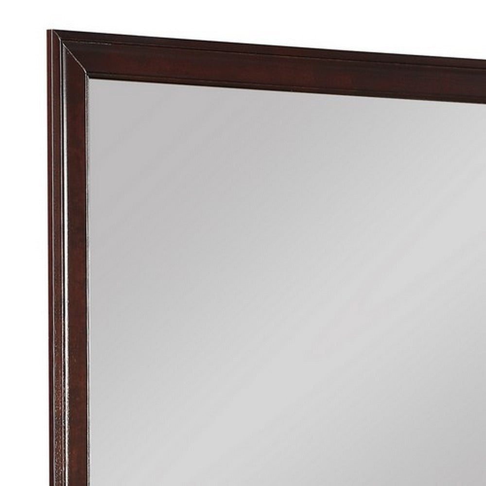 Square Molded Wooden Frame Dresser Mirror, Cherry Brown and Silver - BM215171