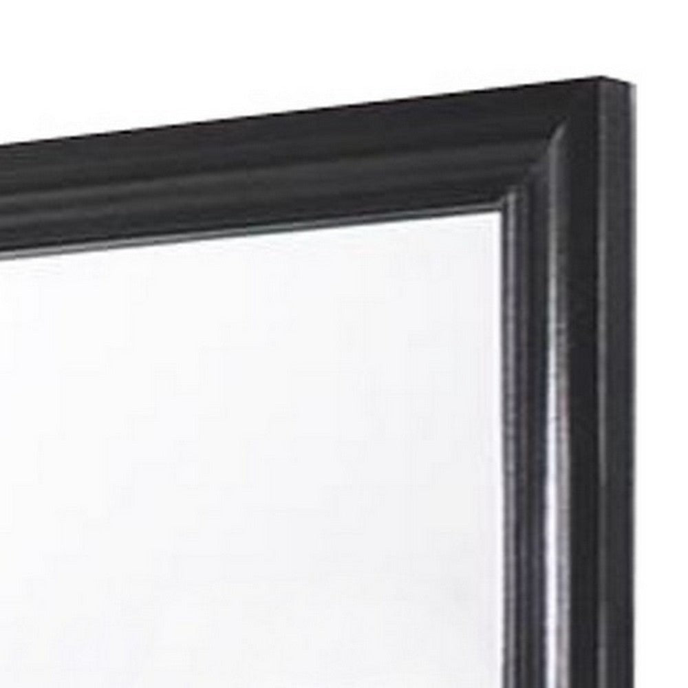 Molded Wooden Frame Dresser Top Mirror, Black and Silver - BM215193