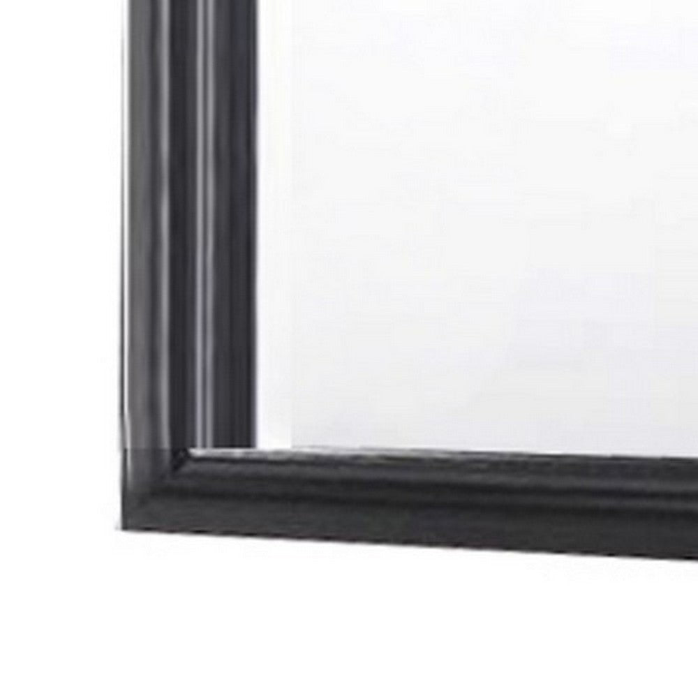 Molded Wooden Frame Dresser Top Mirror, Black and Silver - BM215193