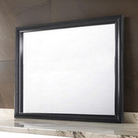 Molded Wooden Frame Dresser Top Mirror, Black and Silver - BM215193