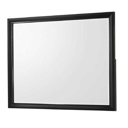 Rectangular Wooden Frame Dresser Top Mirror, Black and Silver - BM215210