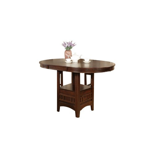 Extendable Round Wooden Counter Height Table with Open Bottom Shelf, Gray - BM215254