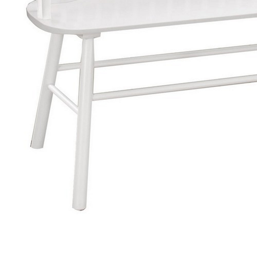 Transitional Curved Design Spindle Back Bench with Splayed Legs,White - BM215324