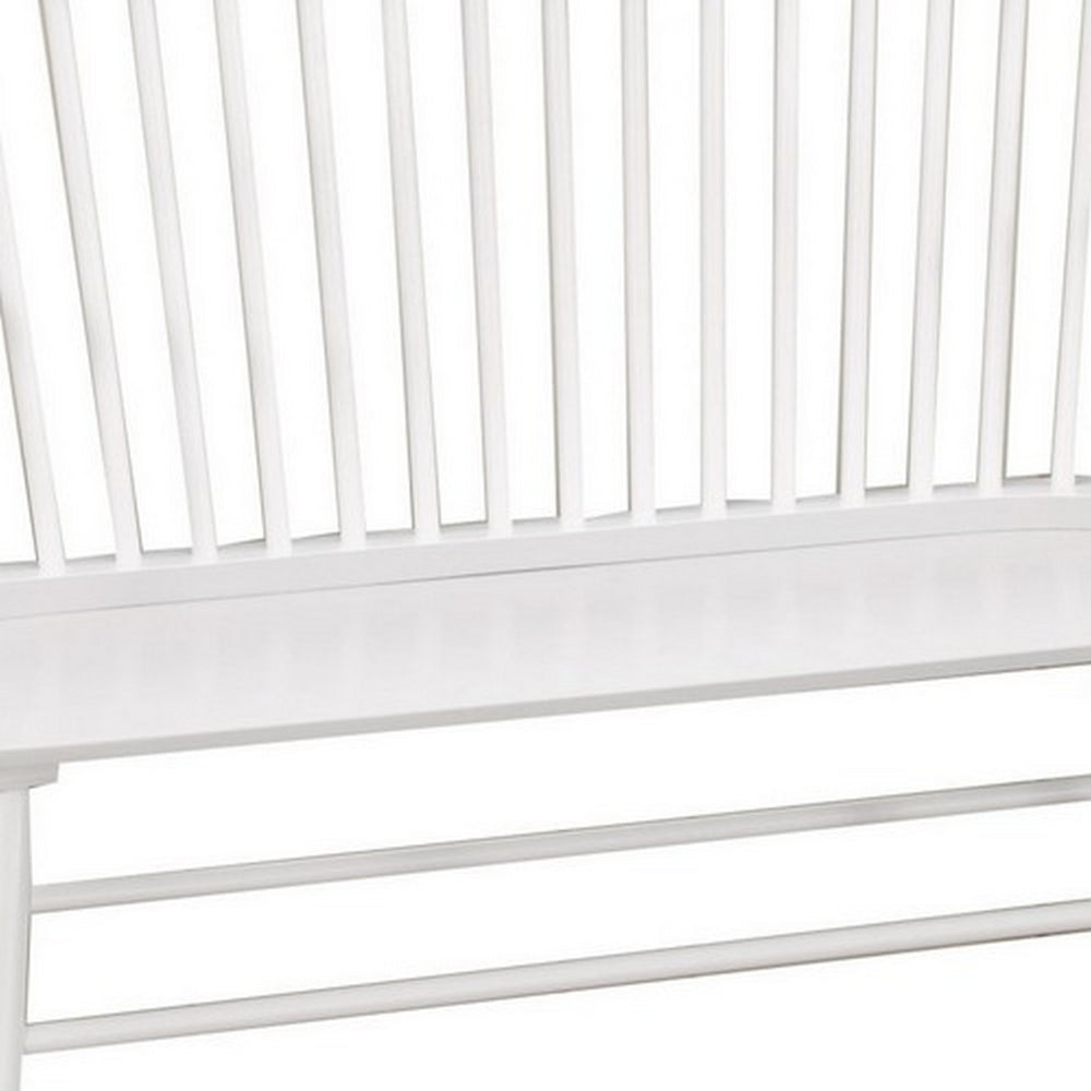 Transitional Curved Design Spindle Back Bench with Splayed Legs,White - BM215324