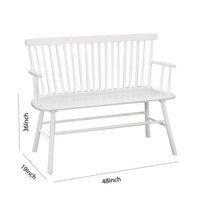 Transitional Curved Design Spindle Back Bench with Splayed Legs,White - BM215324