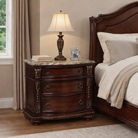 Wooden Nightstand with Three Spacious Drawers and Bun Feet, Brown - BM215400