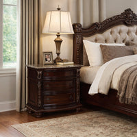 Wooden Nightstand with Three Spacious Drawers and Bun Feet, Brown - BM215400