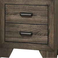2 Drawer Wooden Nightstand with Metal Handles and Bracket Legs, Brown - BM215413