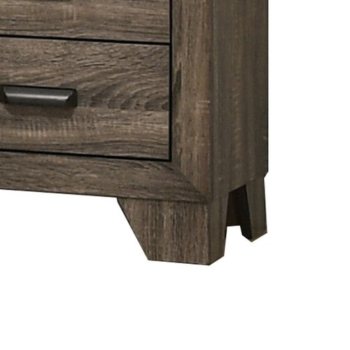 2 Drawer Wooden Nightstand with Metal Handles and Bracket Legs, Brown - BM215413