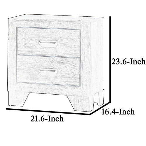 2 Drawer Wooden Nightstand with Metal Handles and Bracket Legs, Brown - BM215413
