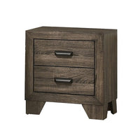 2 Drawer Wooden Nightstand with Metal Handles and Bracket Legs, Brown - BM215413