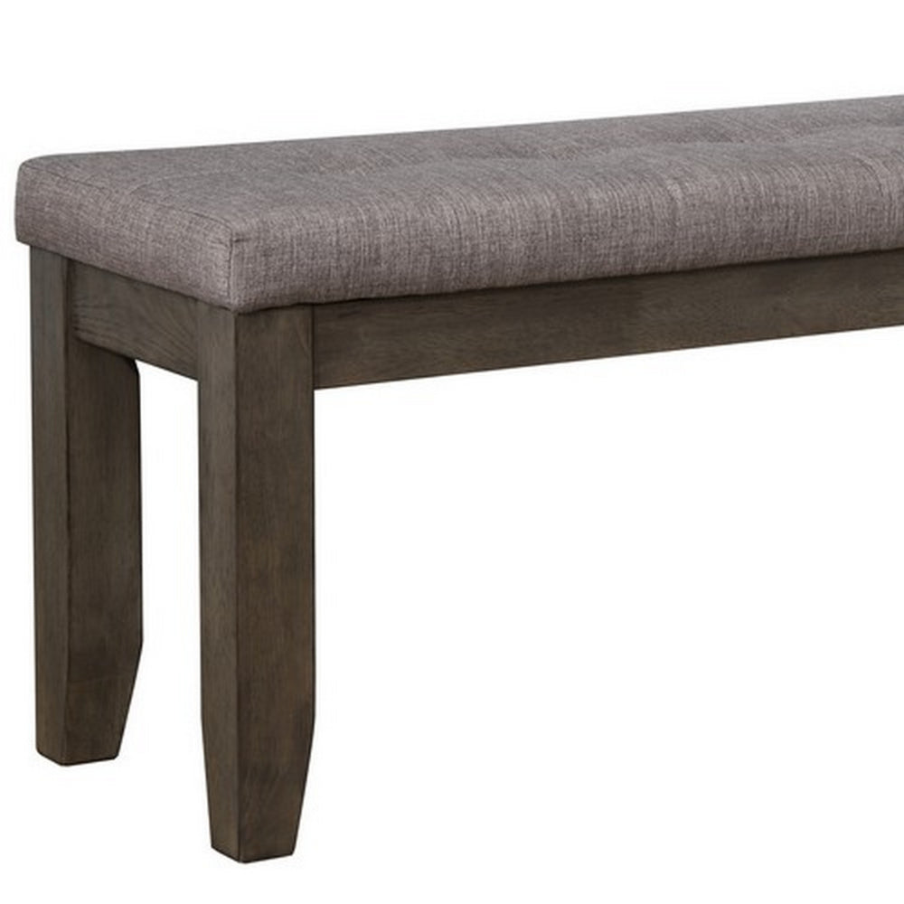 Rectangular Bench with Fabric Upholstered Seat, Gray - BM215444