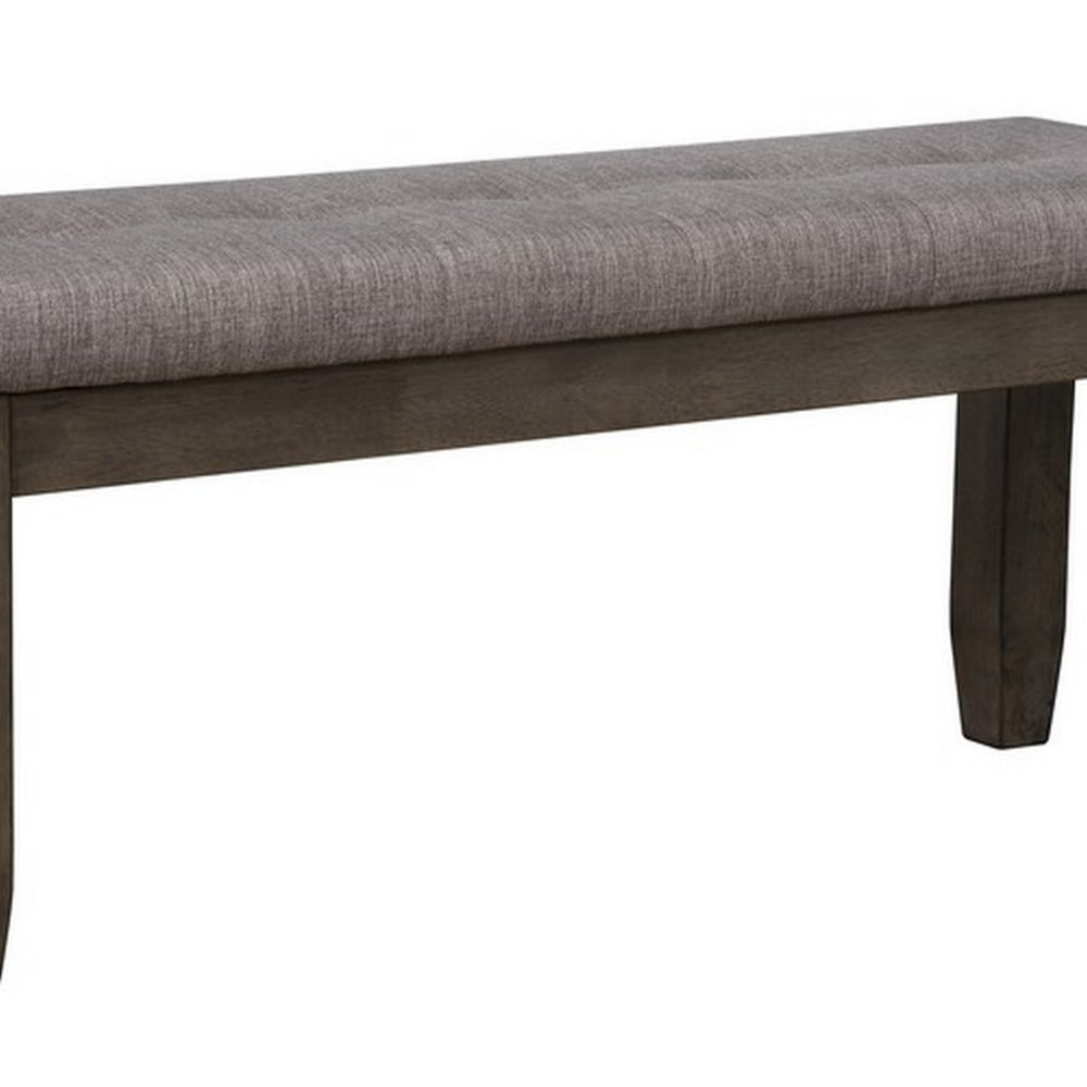 Rectangular Bench with Fabric Upholstered Seat, Gray - BM215444