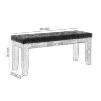 Rectangular Bench with Fabric Upholstered Seat, Gray - BM215444