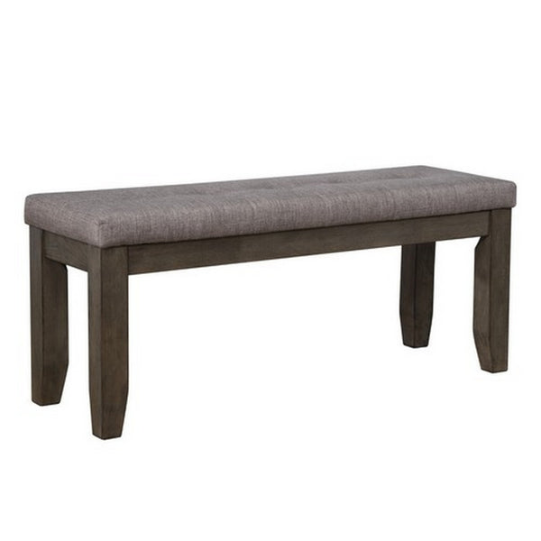 Rectangular Bench with Fabric Upholstered Seat, Gray - BM215444