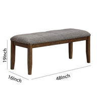 Nailhead Trim Fabric Upholstered Bench with Button Tufting, Brown and Gray - BM215474