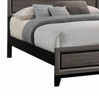 Transitional Queen Bed with Plank Panel Headboard and Low Footboard, Gray