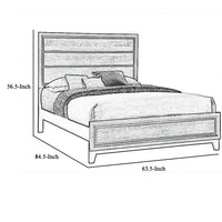 Transitional Queen Bed with Plank Panel Headboard and Low Footboard, Gray