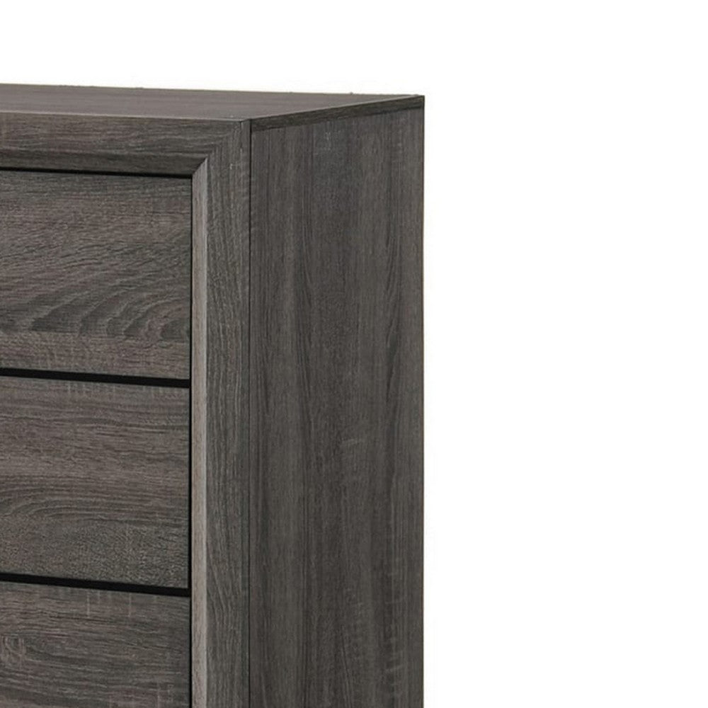 5 Drawer Transitional Chest with Chamfered Feet and Curved Handles, Gray - BM215483