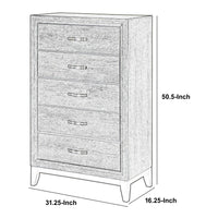 5 Drawer Transitional Chest with Chamfered Feet and Curved Handles, Gray - BM215483