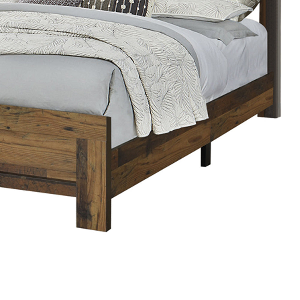 Contemporary Eastern King Bed with Rustic Details, Dark Brown - BM215788