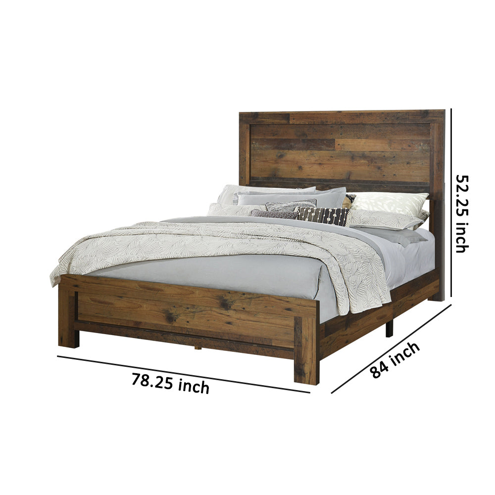 Contemporary Eastern King Bed with Rustic Details, Dark Brown - BM215788