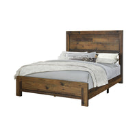 Contemporary Eastern King Bed with Rustic Details, Dark Brown - BM215788