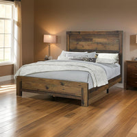 Contemporary Style Twin Size Bed with Rustic Details, Dark Brown - BM215790