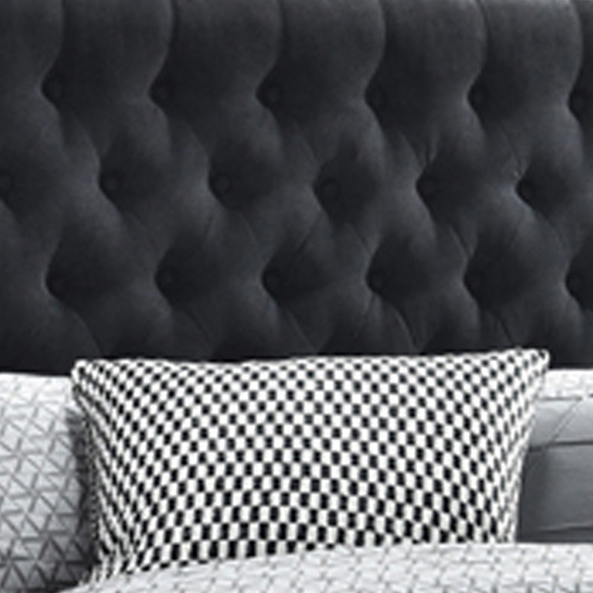 Fabric Upholstered Wooden Eastern King Size Bed with Bottom Drawers, Black