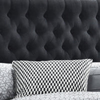 Fabric Upholstered Wooden Eastern King Size Bed with Bottom Drawers, Black