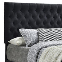 Fabric Upholstered Wooden Eastern King Size Bed with Bottom Drawers, Black