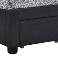 Fabric Upholstered Wooden Queen Size Bed with Bottom Drawers, Black
