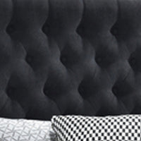 Fabric Upholstered Wooden Queen Size Bed with Bottom Drawers, Black