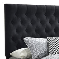 Fabric Upholstered Wooden Queen Size Bed with Bottom Drawers, Black