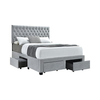 Fabric Upholstered Wooden Full Size Bed with Bottom Drawers, Gray