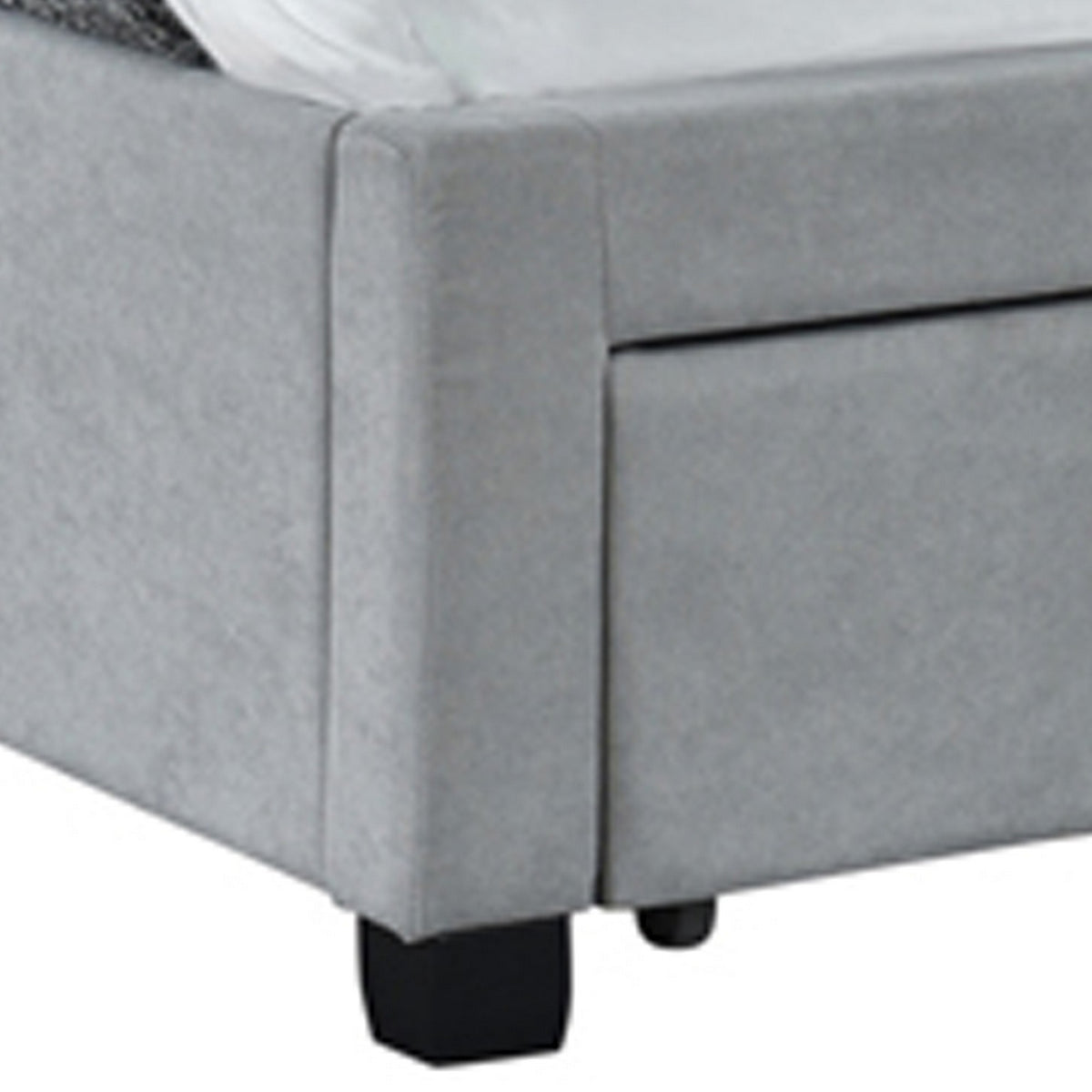 Fabric Upholstered Wooden Full Size Bed with Bottom Drawers, Gray