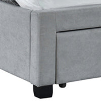 Fabric Upholstered Wooden Full Size Bed with Bottom Drawers, Gray
