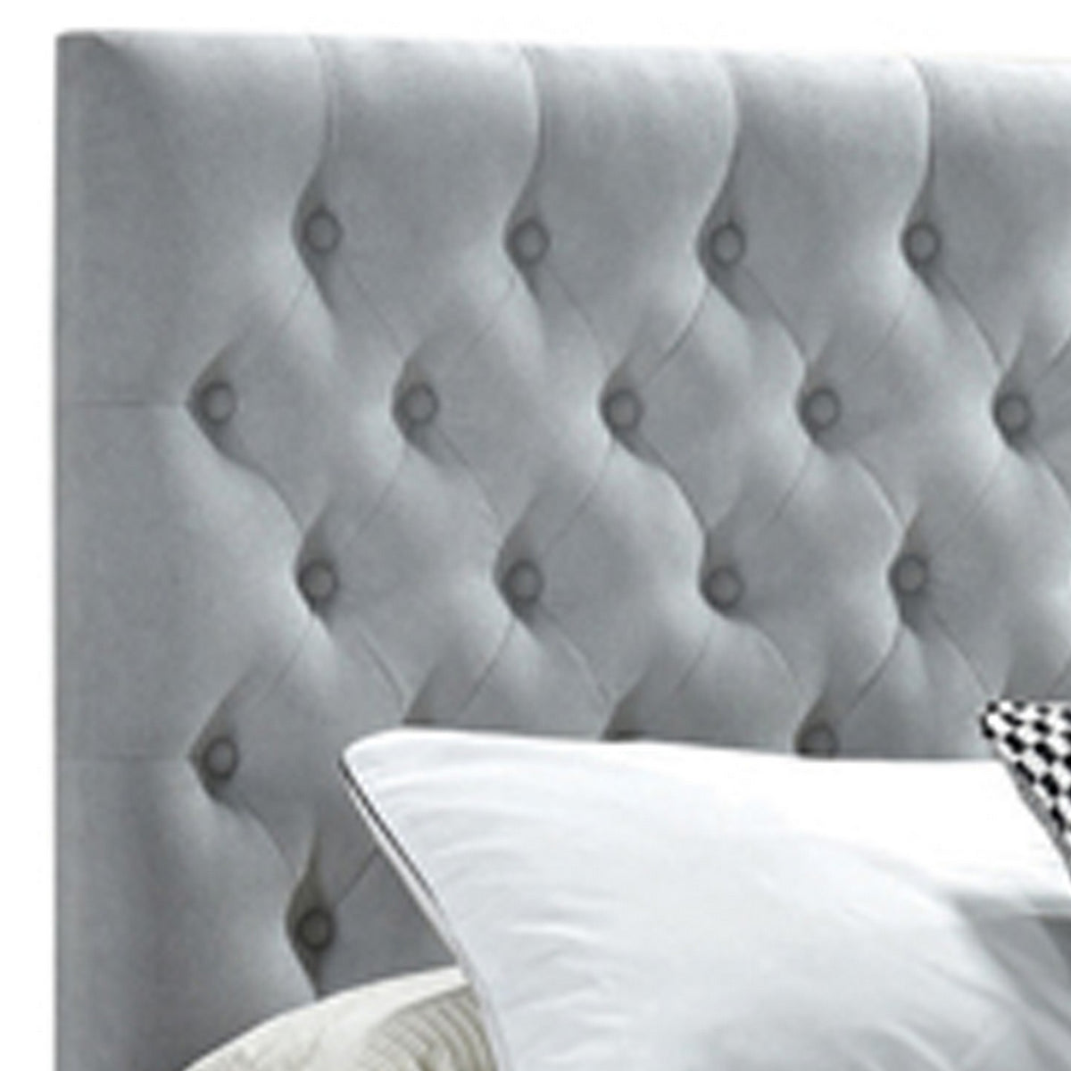 Fabric Upholstered Wooden Full Size Bed with Bottom Drawers, Gray