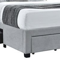 Fabric Upholstered Wooden Queen Size Bed with Bottom Drawers, Gray