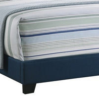 Fabric Upholstered Wooden Demi Wing Full Bed with Camelback Headboard, Blue - BM215890