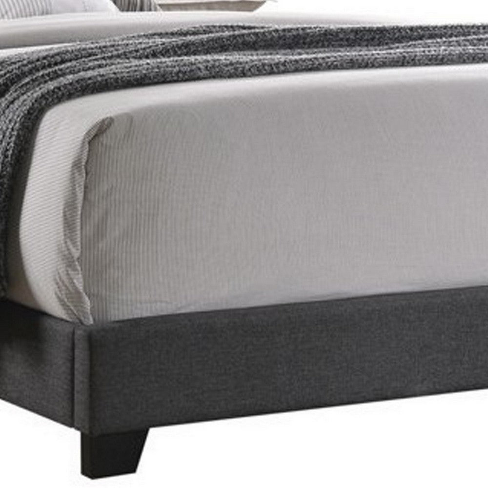 Fabric Upholstered Wooden Demi Wing Full Bed with Camelback Headboard, Gray - BM215893