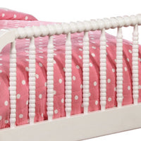 Wooden Twin Bed with Bobbin Style Slatted Headboard and Footboard, White