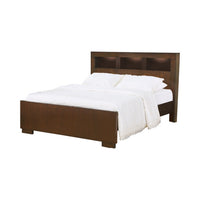 3 Open Bookcase Eastern King Size Bed with Soft Light, Brown - BM215957