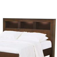 3 Open Bookcase Eastern King Size Bed with Soft Light, Brown - BM215957