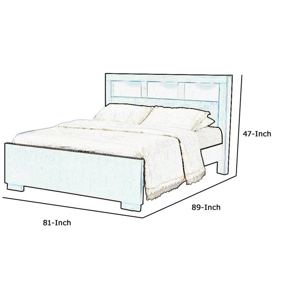 3 Open Bookcase Eastern King Size Bed with Soft Light, Brown - BM215957