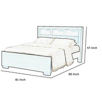 3 Open Bookcase Eastern King Size Bed with Soft Light, Brown - BM215957
