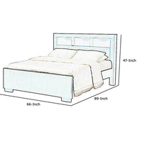3 Open Bookcase Queen King Size Bed with Soft Light, Brown