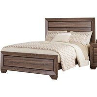 Transitional Style Queen Size Bed with Natural Grain Details, Brown